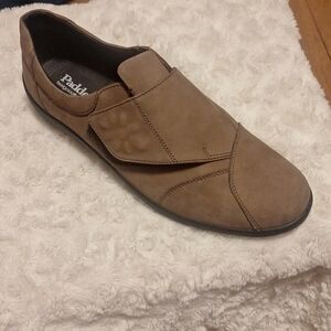 new padders 'rose' leather comfort shoes womens 10 e wide flats taupe